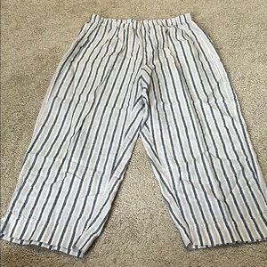Chicos Striped Crop Linen Pull On Pants size Large (2)
